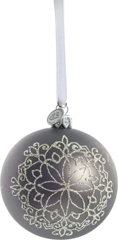 Cadelia julekule Ø 8 cm Mørkegrå, snøfnugg