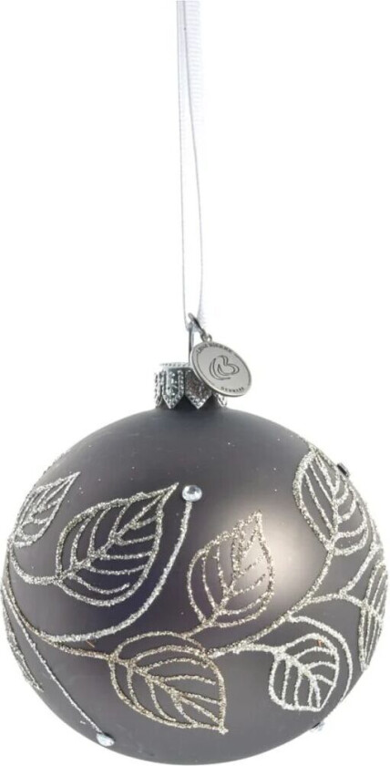 Cadelia julekule Ø 8 cm Mørkegrå, blader