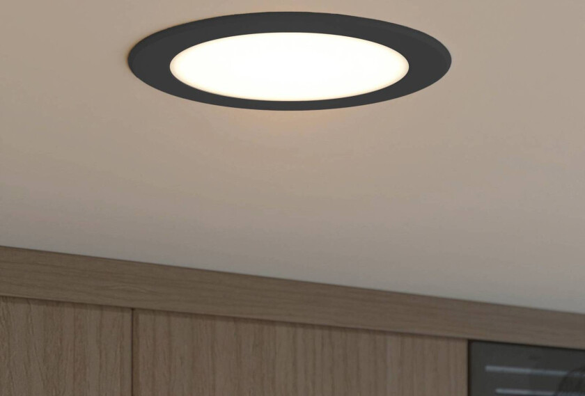 Prios LED innfelt spot Rida, svart, 14,5 cm, 12 W, CCT