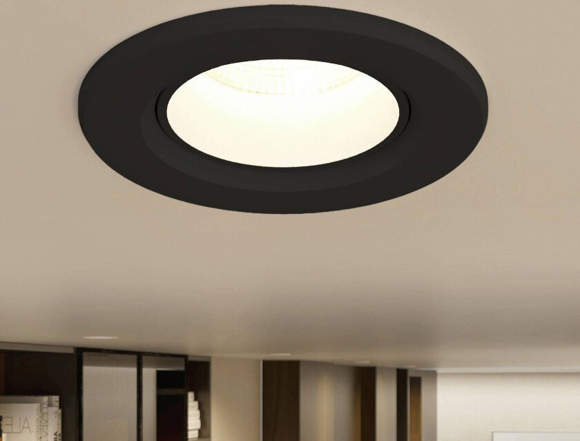 Prios LED innfellingslampe Shima, svart, 7 W, 3000K, dimbar