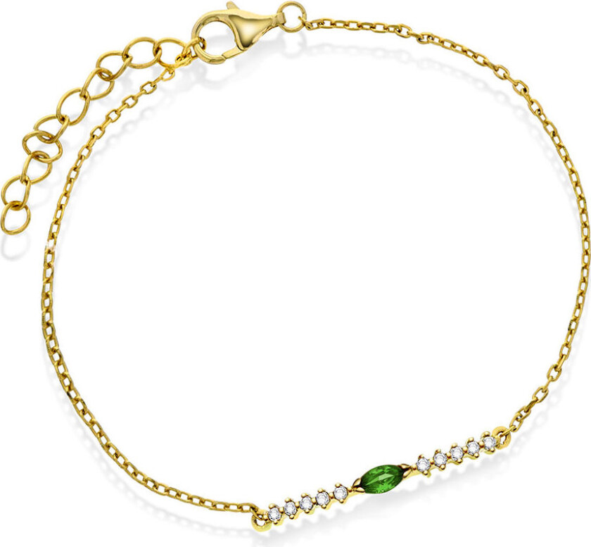 Armbånd i 925 forgylt sølv med olivengrønn zirkonia
