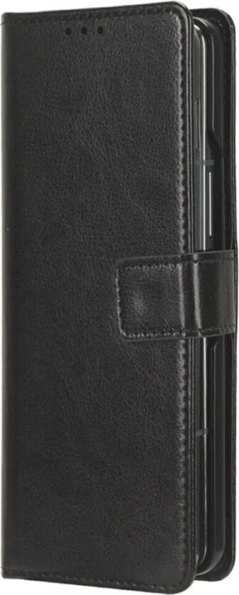 Samsung Galaxy Z Fold6 Leather Deksel med Lommebok og Stropp - Svart