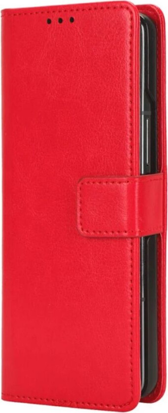 Samsung Galaxy Z Fold6 Leather Deksel med Lommebok og Stropp - Rød