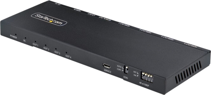 Bilde av Startech.Com 4-Port Hdmi Splitter, 4K 60Hz Hdmi 2.0 Video, 1 In 4 Out Hdmi Splitter, 4K Hdmi Splitter W/Built-In Scaler, 3.5Mm/Optical Audio Port, Du