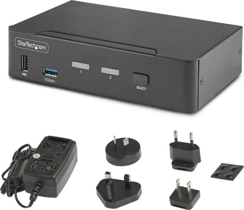 Startech.Com 2-Port Displayport Kvm Switch, 8K 60Hz / 4K 144Hz, Single Display, Dp 1.4, 2X Usb 3.0 Ports, 4X Usb 2.0 Hid Ports, Push-Button & Hotkey