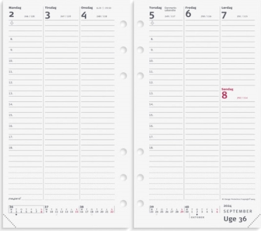 System Pp Ugekalender Højformat Refill 2024