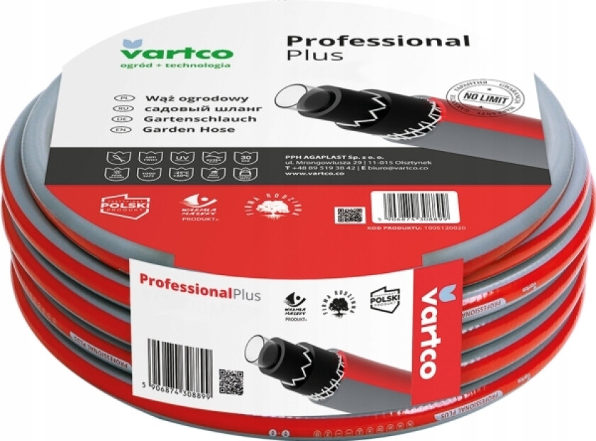 Hageslange 1" 20M 6-Lags Vartco Professional Plus Tfs 1005100020