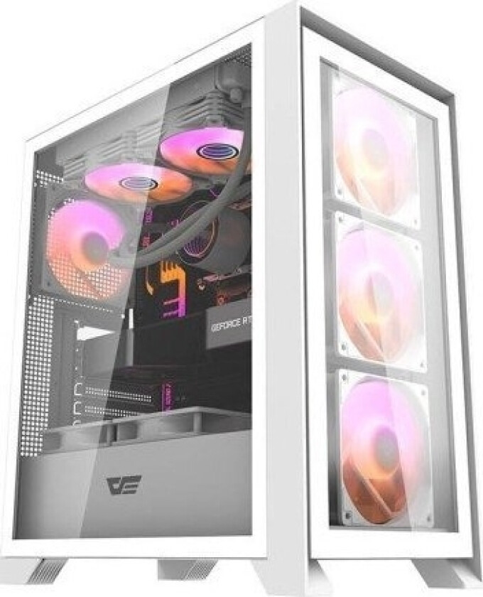 Datamaskindeksel Darkflash Drx70 Glass + 4 Rgb-Vifter (Hvit)