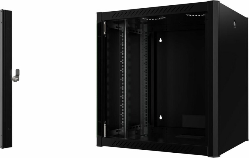 - Rack Skap - 60 X 56 - Veggmonterbar - Svart, Ral 9005 - 12U - 19"