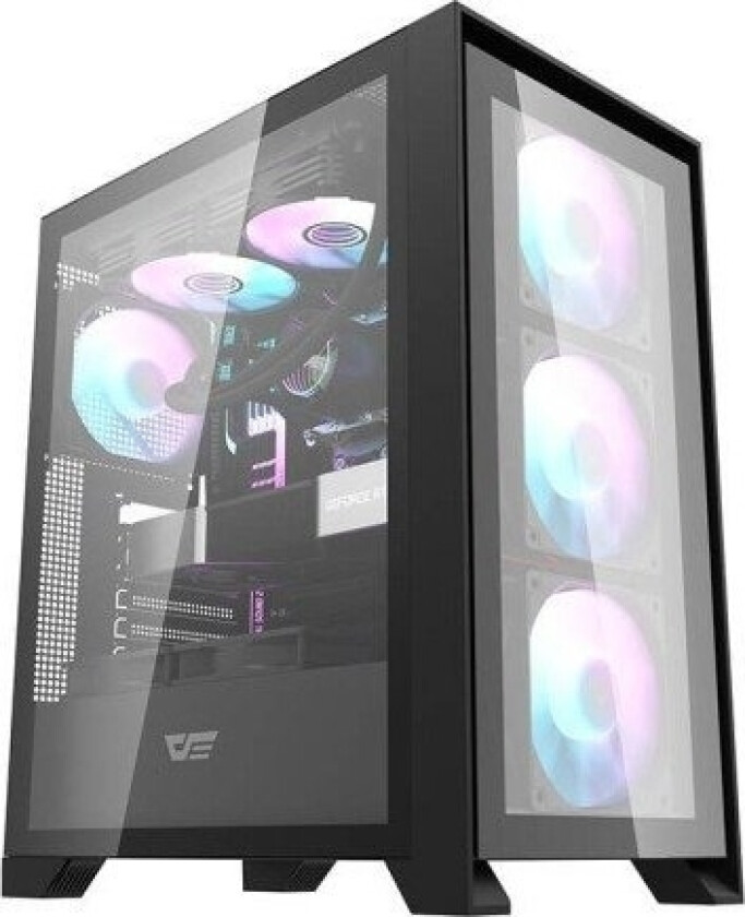 Datamaskindeksel Darkflash Drx70 Glass + 4 Rgb-Vifter (Svart)