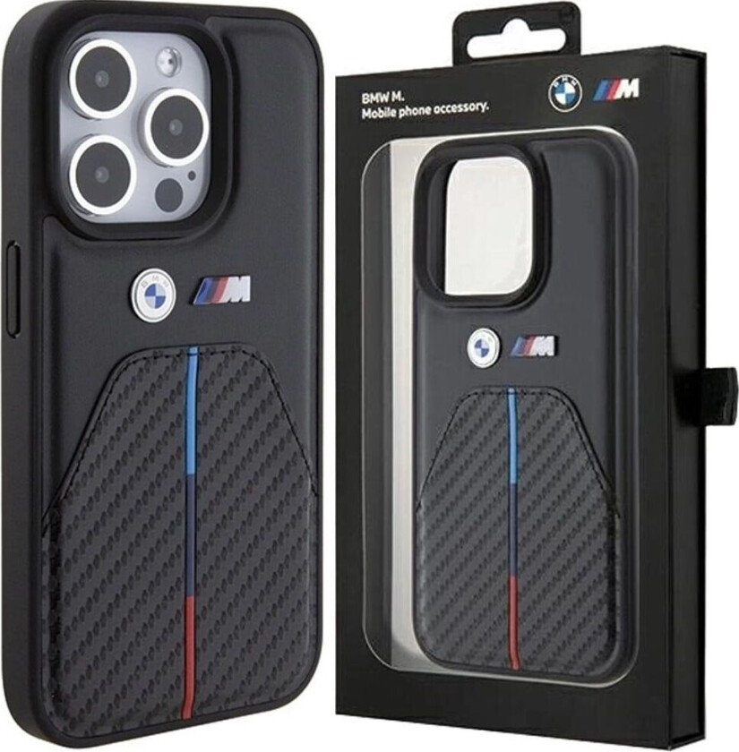 Stamped Tricolor Stripe deksel til iPhone 15 Pro - svart