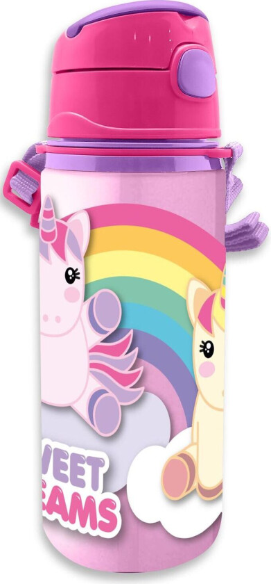 Unicorn drikkeflaske med flip-kork og halsrem flaske einhjørning