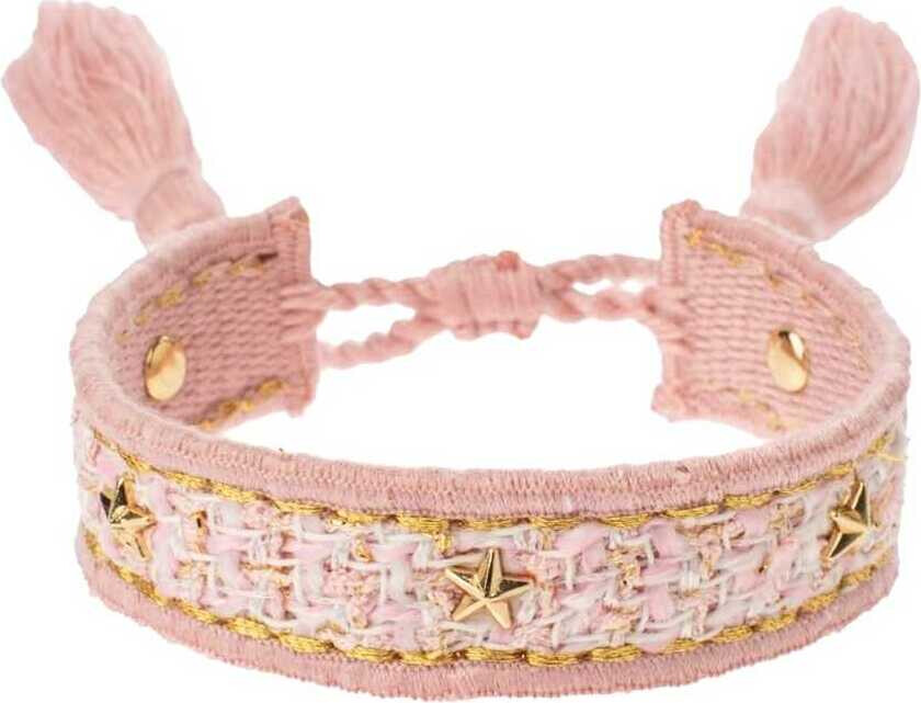 Tweed Friendship Bracelet With Star Studs Light Rose