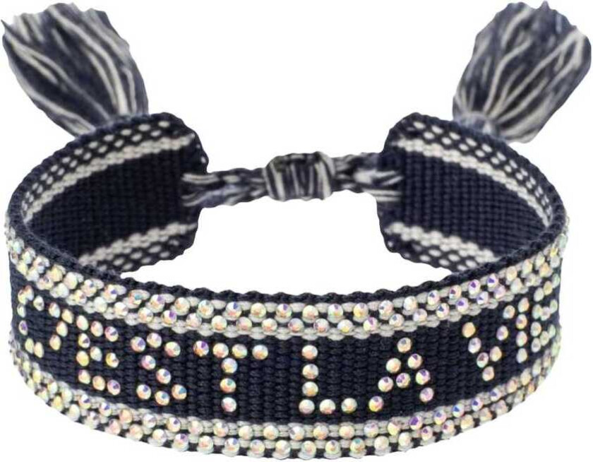 Woven Friendship Bracelet With Crystals C'est La Vie Navy Bl