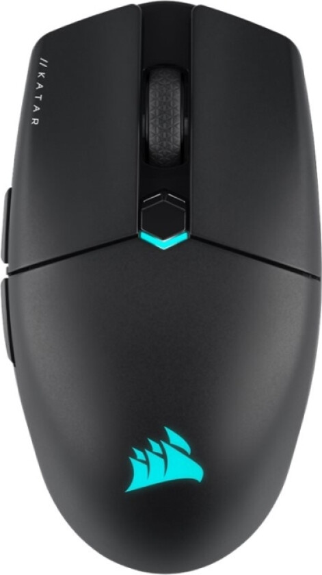 Corsair Gaming Katar Elite - Mus - Optisk - 6 Knapper - Trådløs, Kablet - Bluetooth, 2.4 Ghz, Usb-C - Usb Trådløs Mottaker