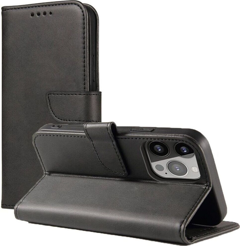 Hurtel Magnetveske stilig deksel med klaff og stativfunksjon for iPhone 14 Plus, svart