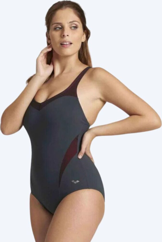 badedrakt til damer - Isabel - Mørk grå/svart - Badedrakter for damer - Svømmedrakt