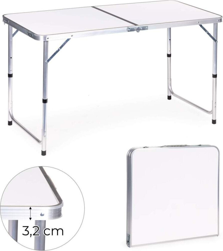 Bilde av Turistbord sammenleggbart campingbord hvit topp 120 x 60 cm