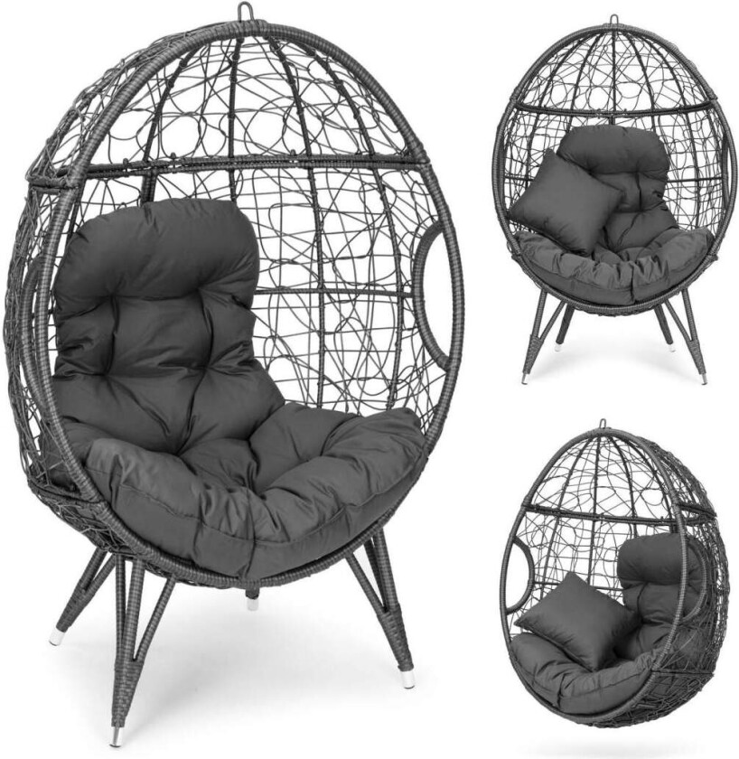 Kurv, frittstående hagestol, hengende kurv, kokong, grå