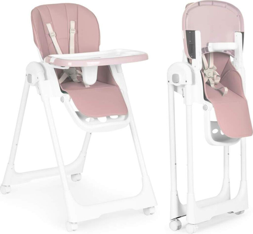 Barnestol matingsstol høydejusterbare øko-skinnstropper dobbeltbrett rosa ECOTOYS