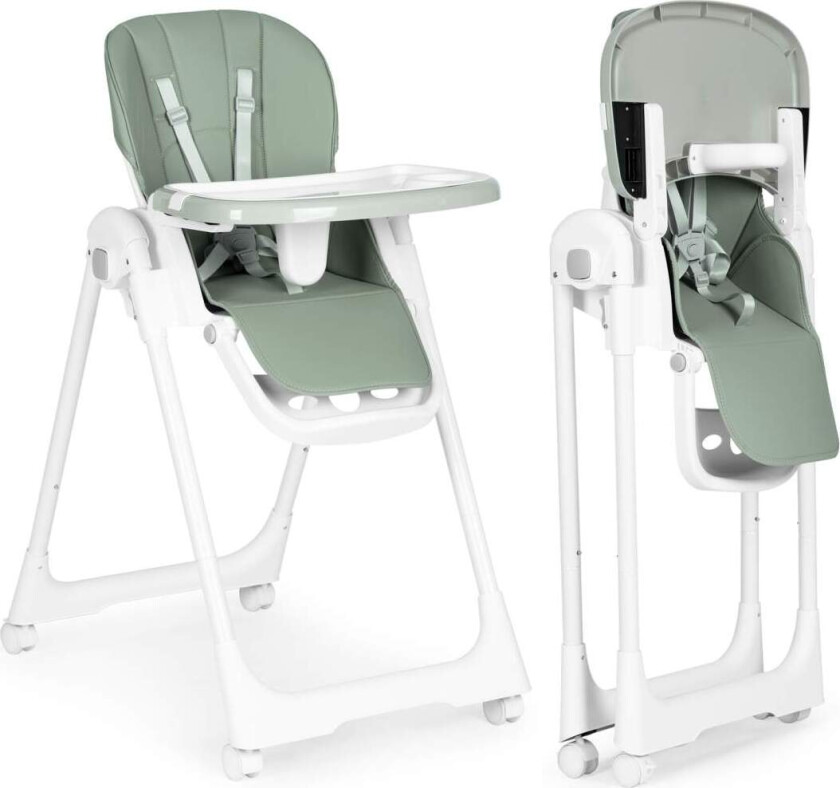 Barnestol matingsstol høydejusterbare øko-skinnstropper dobbeltbrett grønn ECOTOYS