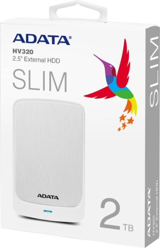 Adata Hv320 - Harddisk - 2 Tb - Ekstern (Bærbar) - Usb 3.1 - Hvit