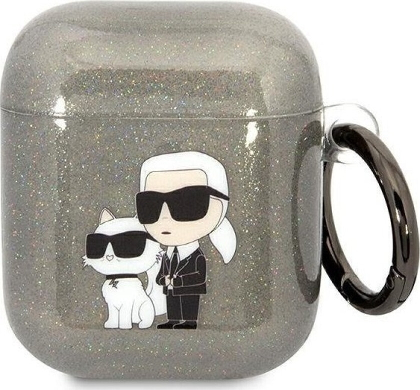 Kla2hnkctgk Airpods 1/2 Deksel Svart/Svart Glitter Karl&Choupette