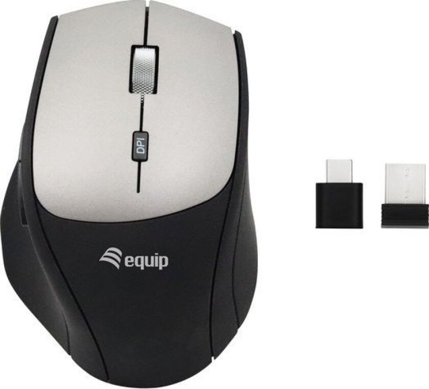 Equip 245115 Wireless Mouse With Dual Connect Adapter, Usb-C, Usb-A, 6 Buttons, Scroll