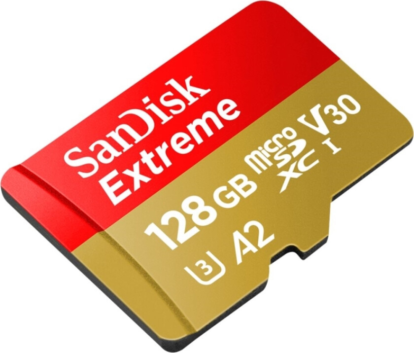 Sandisk Extreme - Flashminnekort (Microsdxc Til Sd-Adapter Inkludert) - 128 Gb - A2 / Video Class V30 / Uhs-I U3 / Class10 - Microsdxc Uhs-I