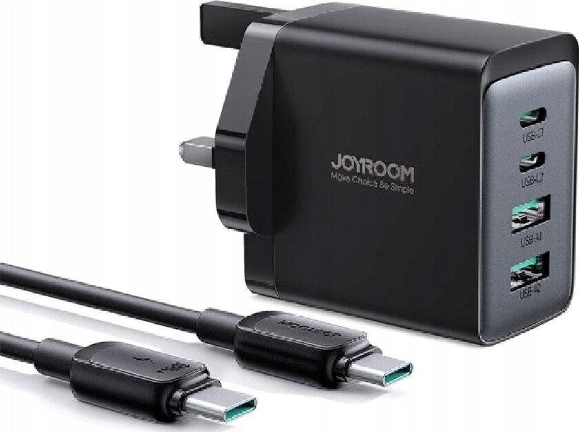 Tcg02 Pd Usb-C Usb-A 67W Gan Vegglader (Uk) + Usb-C-Kabel - Svart