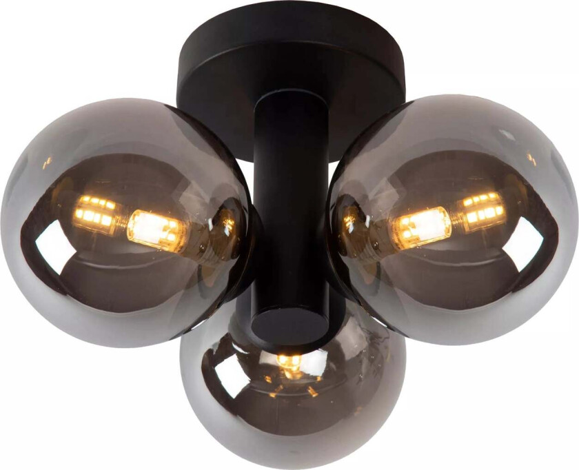 Trudy taklampe 28cm 3-lys IP44 - Svart/Røykfarget - Svart / Røyk