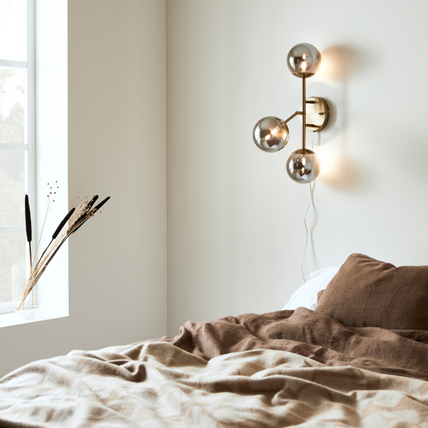 Trinity vegglampe 3L røykfarget/messing - Messing / Røyk - Messing / Røyk