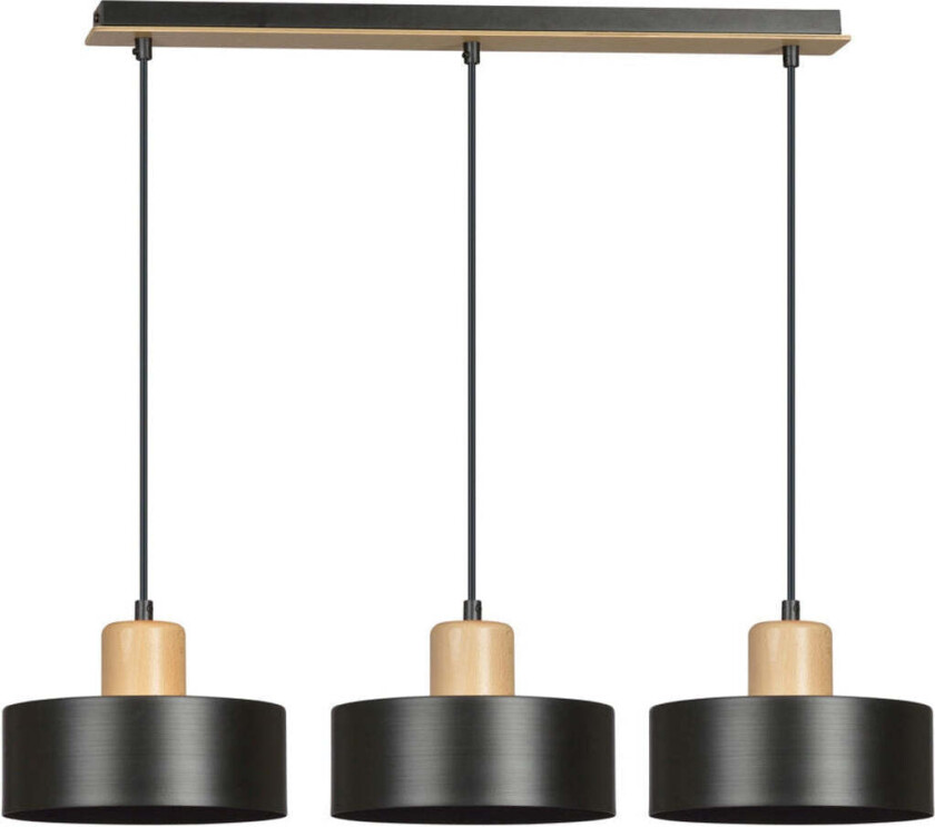 Torin trippel takpendel - Svart/Tre - Svart / Tre