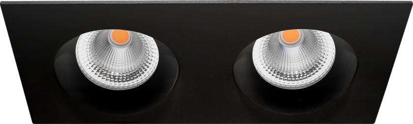 Tigrus Square Double 360° justerbare lavtbyggende downlight 2x8W 1800-3000K Dim2Warm IP44 - Svart - Svart