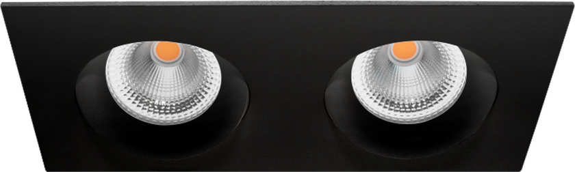 Tigrus Square Double 360° justerbare lavtbyggende downlight 2x7W 2700K IP44 - Svart - Svart