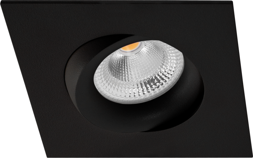 Tigrus 360° Square Rotatable lavtbyggende downlight 7W 2700K IP44 - Svart - Svart