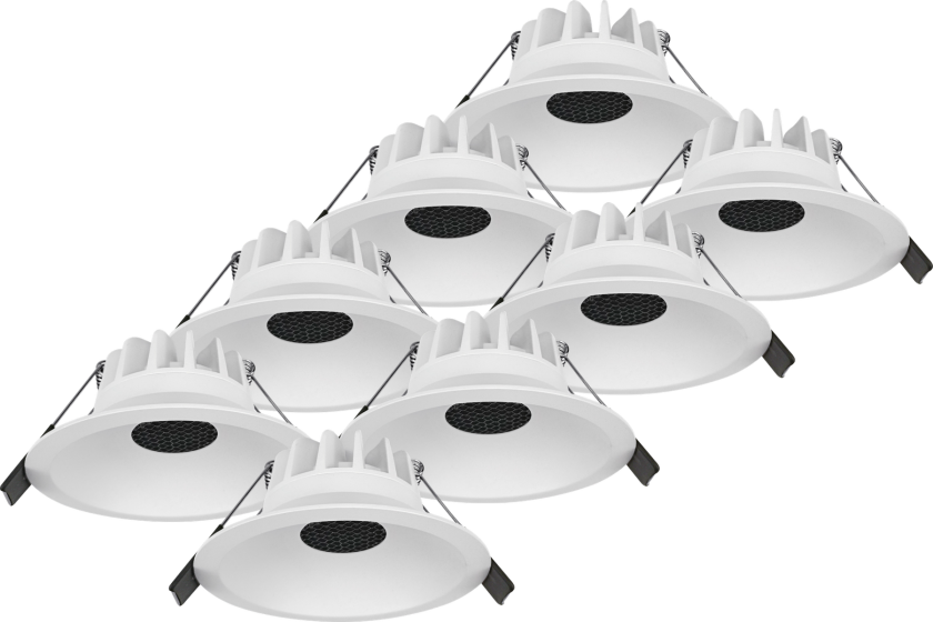 Styx lavtbyggende downlight 7,5W 2700K RA95 IP44 - 8 pakning - Hvit / Svart