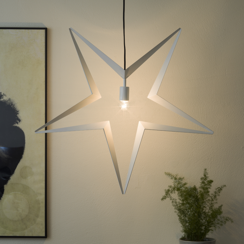 Stor adventstjerne i metall 80cm - hvit - Hvit