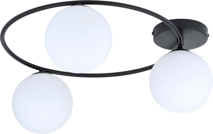 Sopra taklampe 3-lys - Svart/Opal - Svart / Opal