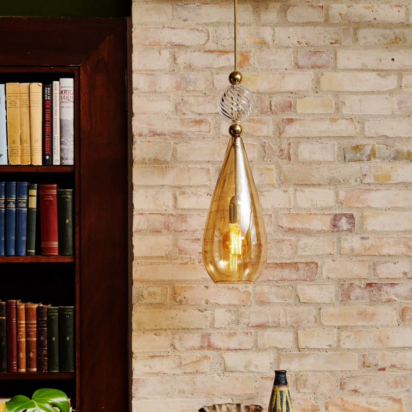 Smykke takpendel L Golden Smoke/krystall swirl ball - Gull / Røyk / Krystall Swirl