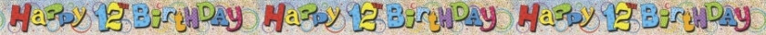 Foilbanner til 12årsdag, ca 3,6m