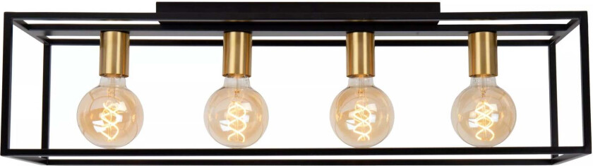 Ruben taklampe 90 cm 4-lys - Svart/Gullfarget - Svart / Messing