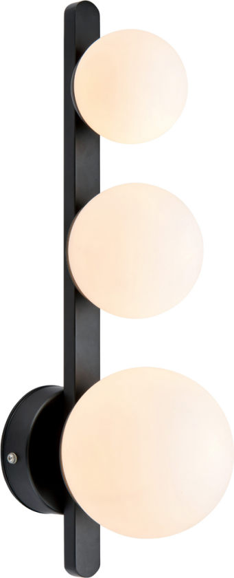 Puro vegglampe IP44 - Svart/opal - Svart / Opal - Svart / Opal