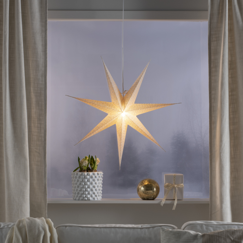 Pappstjerne 78 cm - Messingfarget innside - Messing