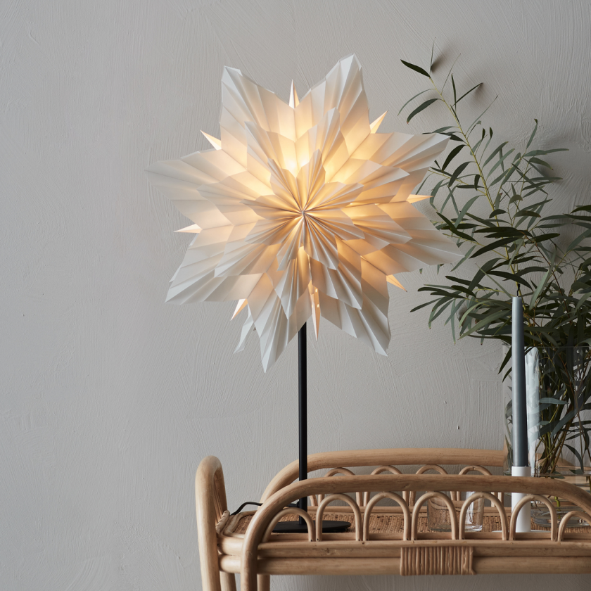 Neela papirstjerne på fot 43 cm - Grå - Grå - Grå