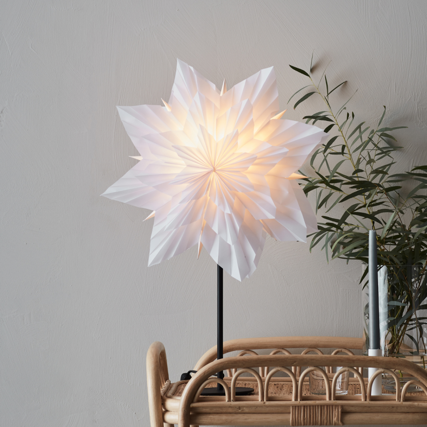 Neela adventsstjerne på fot 43 cm - Hvit - Hvit - Hvit