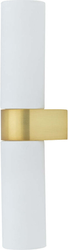 Natalie vegglampe dobbel IP44 - Opal/Messingfarget