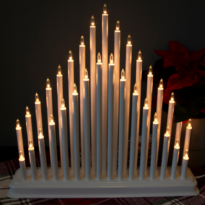 Mona adventsstake 33 lys - Hvit - Hvit