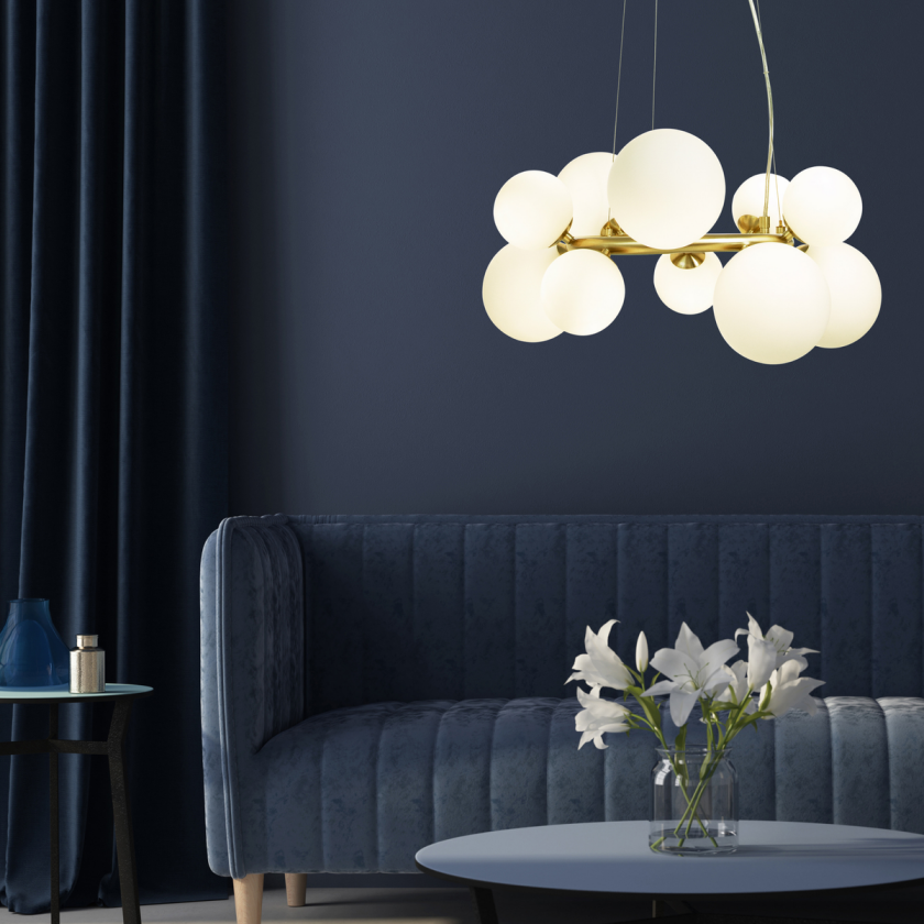 Molekyl takpendel rund - Messing / Opal