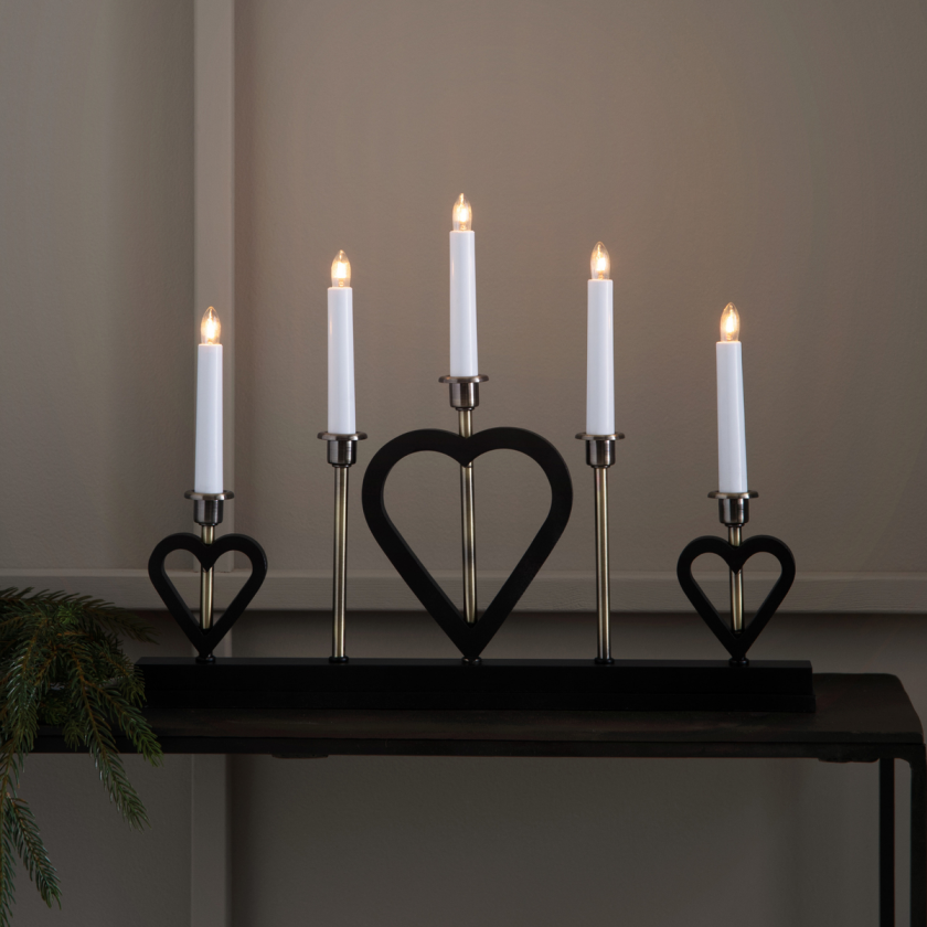 Melissa adventsstake 5 - Svart/Antikk messing - Messing / Svart - Messing / Svart